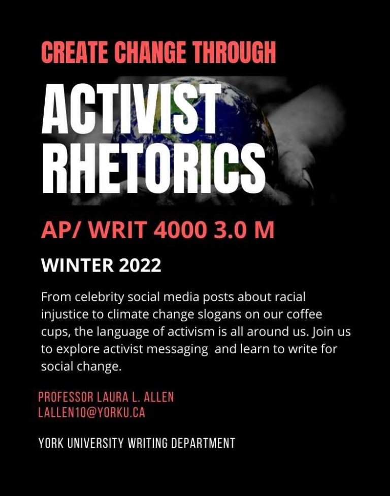 Activist Rhetorics Flyer for Winter 2022